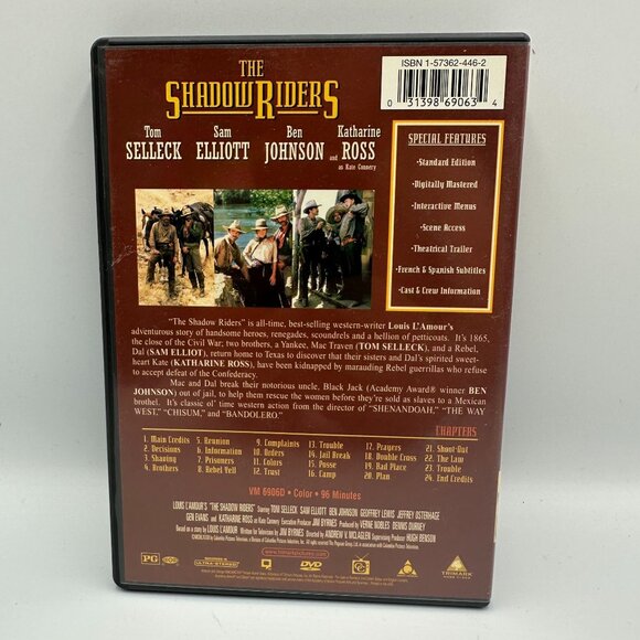 The Shadow Riders DVD 2001 Tom Selleck Sam Elliott Western Louis Lamour PG - Picture 2 of 3